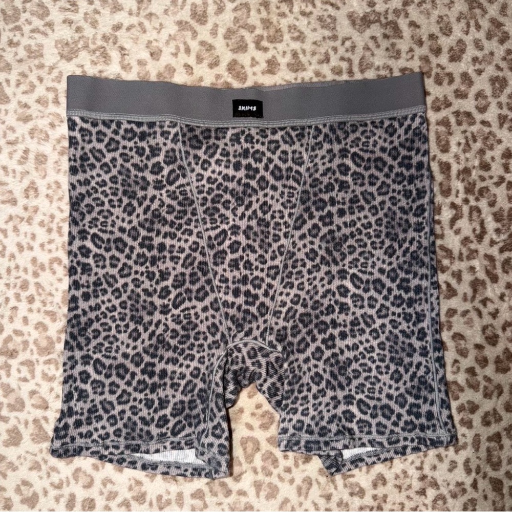 SKIMS Snow Leopard Cotton Rib Boxer Large NWOT
